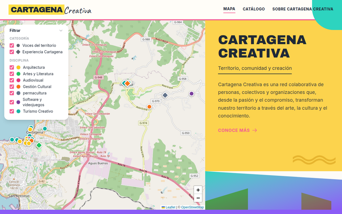 Captura de pantalla del proyecto Cartagena Creativa