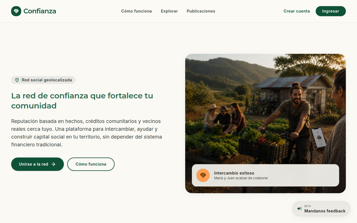 Captura de pantalla del proyecto Confianza