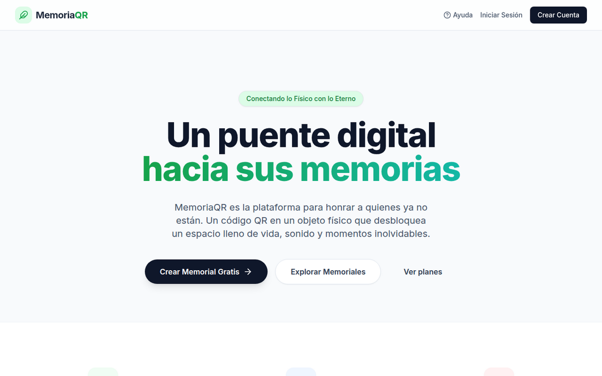 Captura de pantalla del proyecto Memoria QR