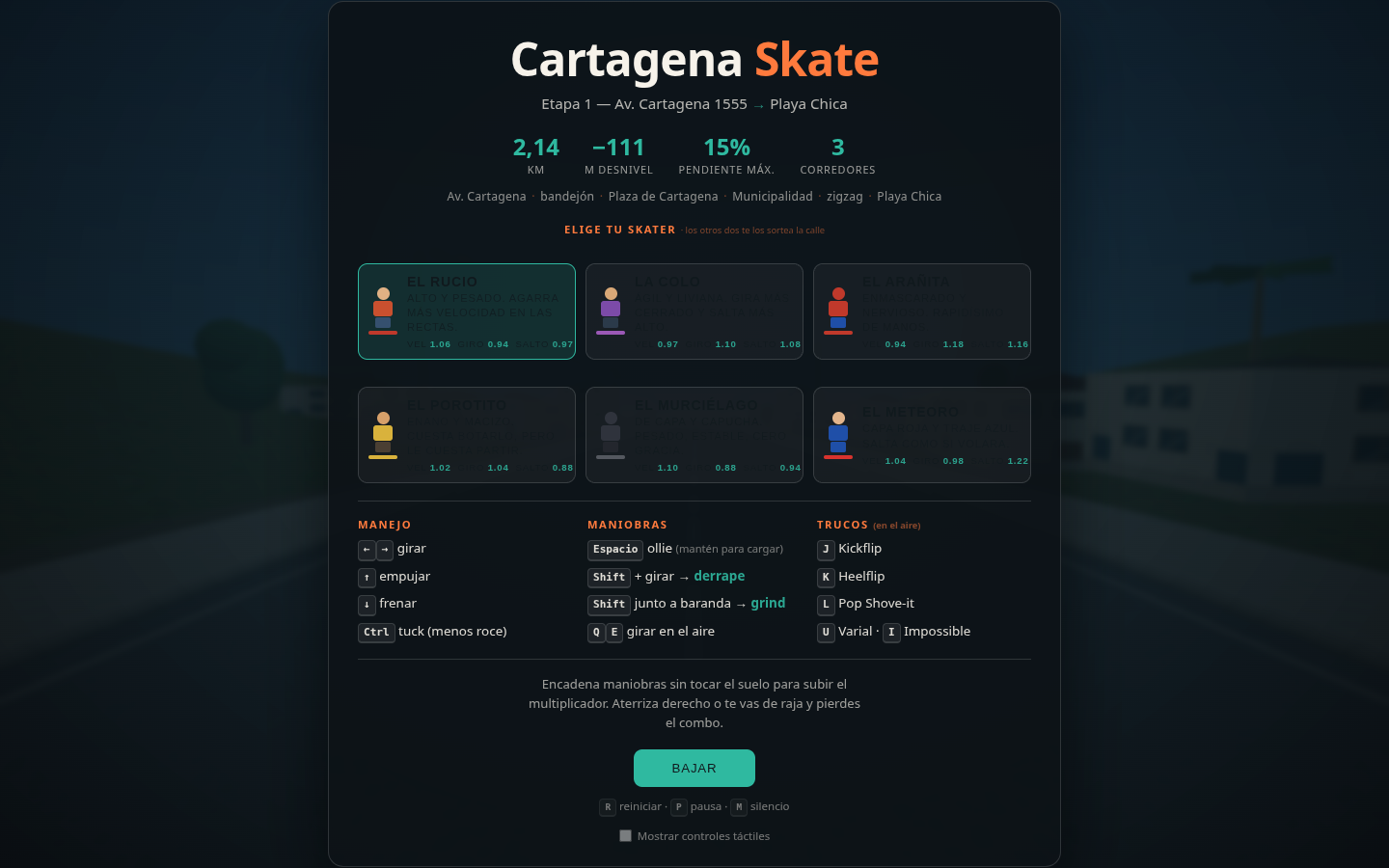 Captura de pantalla del proyecto Cartagena Skate
