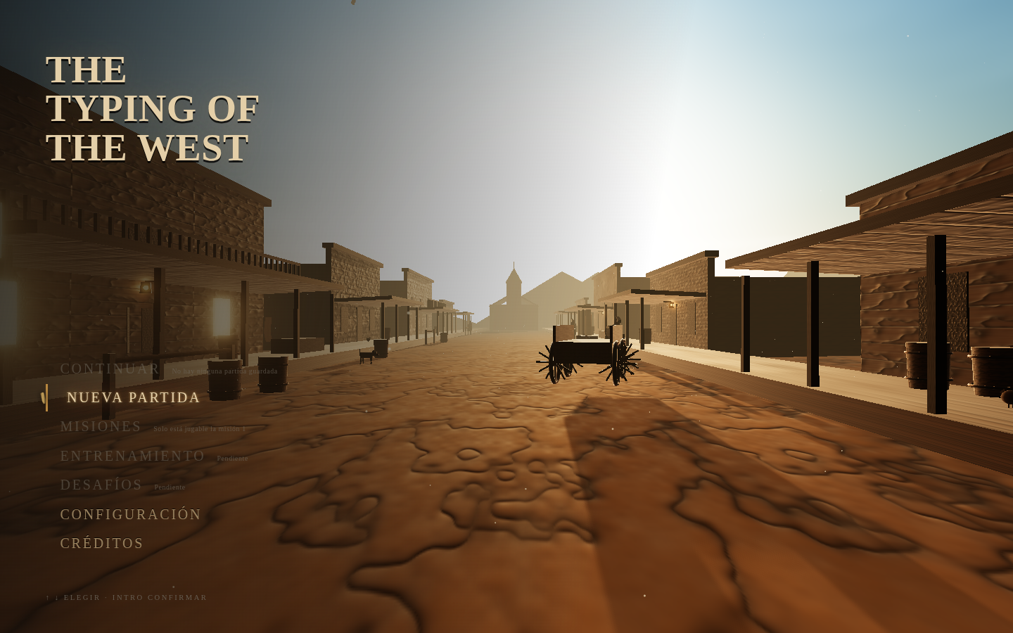 Captura de pantalla del proyecto The Typing of the West